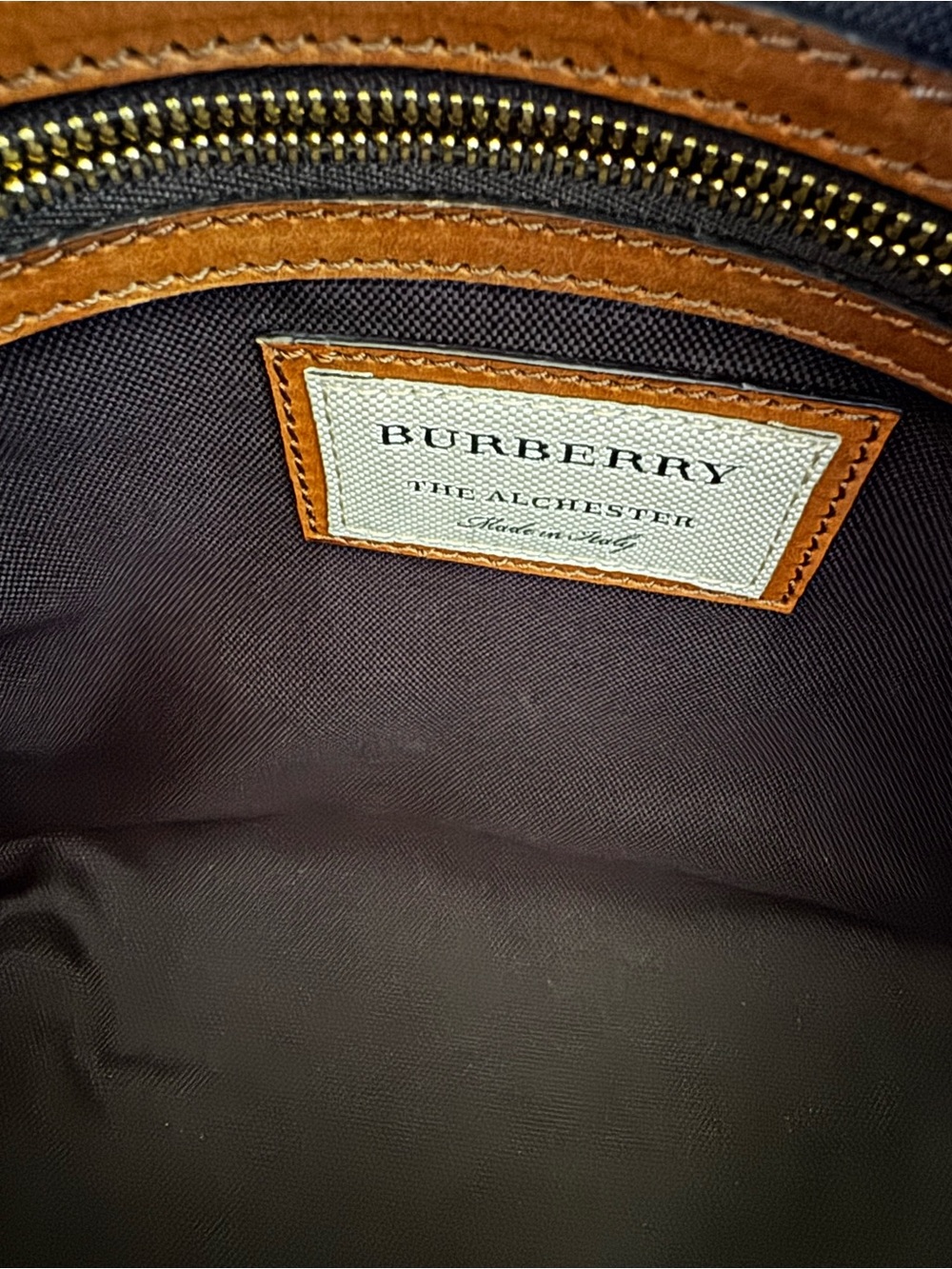 Burberry Check The Alchester Bag with Brown Leather Trim - Picture 13 of 14